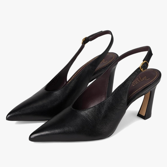 27 EDIT Elaine Slingback Leather Heels Size 6.5M - Picture 1 of 13